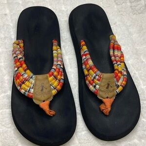 Corkys Karma Multi Colored Flip Flops Thongs Lightweight Size 7 Women's